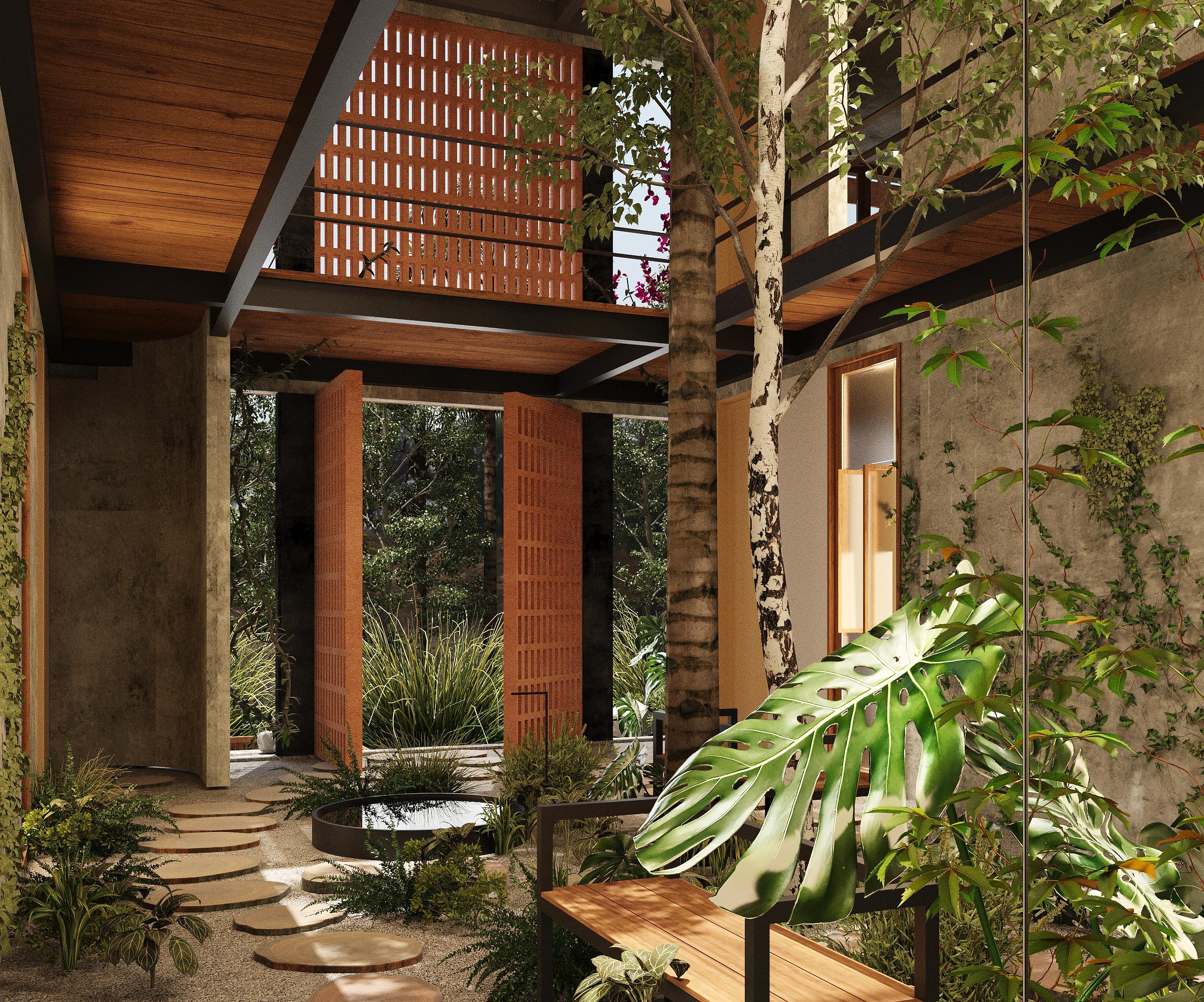 Casa Mangos courtyard entrance