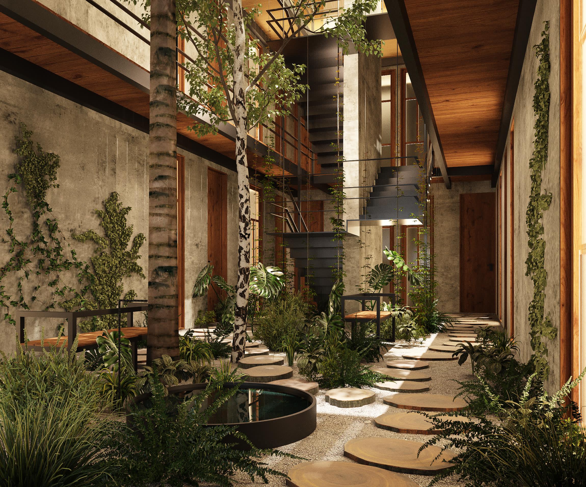 Casa Mangos courtyard garden walkway